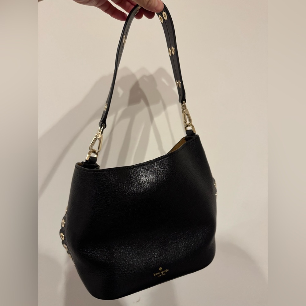 Kate Spade Black Hobo Bag with Gold Accents